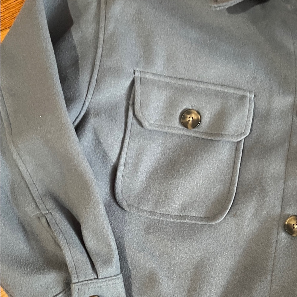 Forever 21 Charcoal Blue Button Coat - Picture 3 of 4